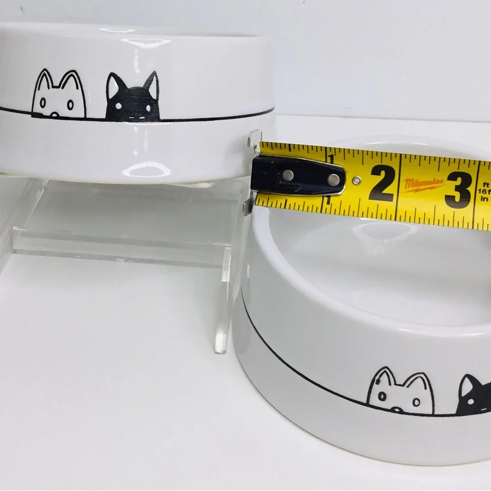 2 Two Cat Heads Signature Stoneware Cat Dish
